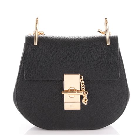 CHLOE Grained Lambskin Mini Drew Shoulder Bag Black